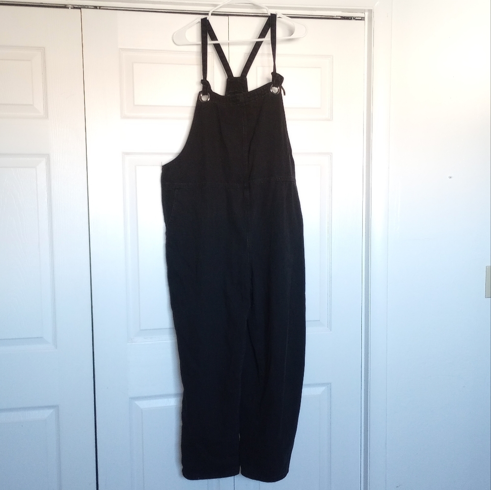 Black Denim Flowy Overalls